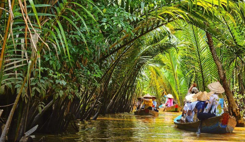 Đi xuồng ba lá tại Cồn Phụng